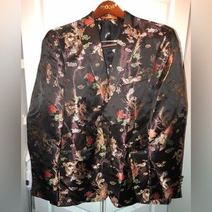 Tallia Mens Abstract Floral Two Button Blazer Jacket